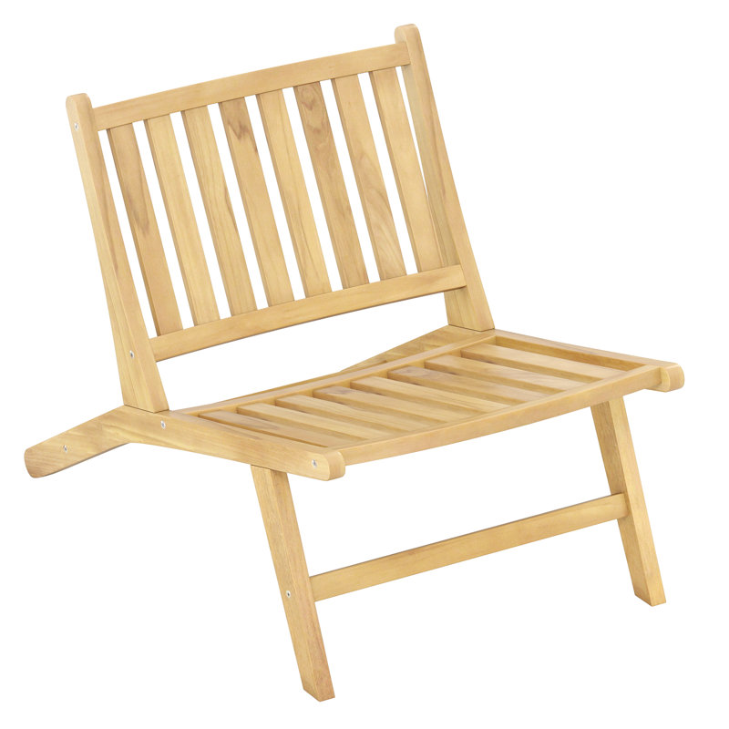 Fauteuil inclinable d'extérieur Mid-Century naturel en bois de teck avec dossier