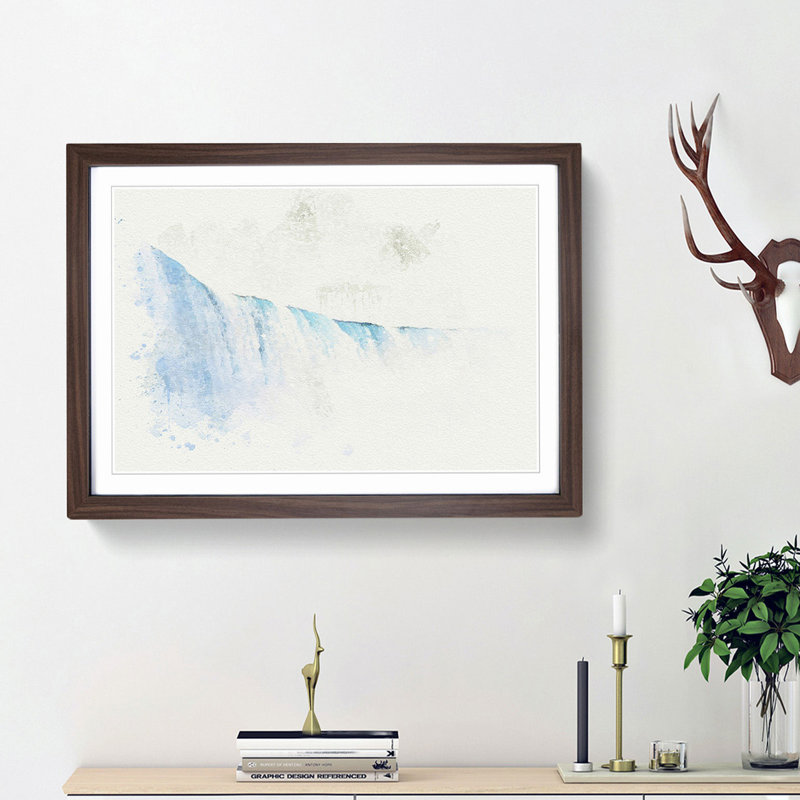Niagara Falls in Canada in Abstract - Picture Frame Graphic Art Print, Walnut Framed, 27cm H x 36cm W x 2cm D