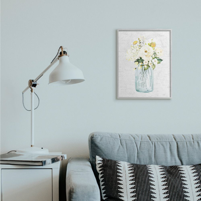 «Quaint Spring Floral Bouquet in Simple Blue Pot» par Lettré et doublé - impression d'art graphique