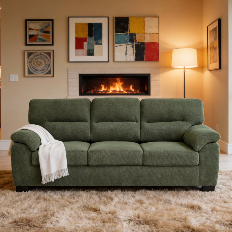 Red Barrel Studio 3-Seater Sofa, Modern Living Room Furniture, Textured ...