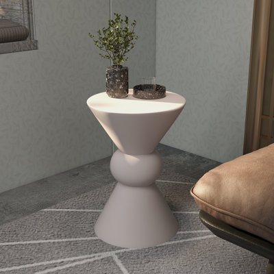 Jillayne 13" Wide Round Fiberstone Hourglass Side Table – Geometric Accent Table with Center Sphere for Living Room or Patio by Wrought Studio