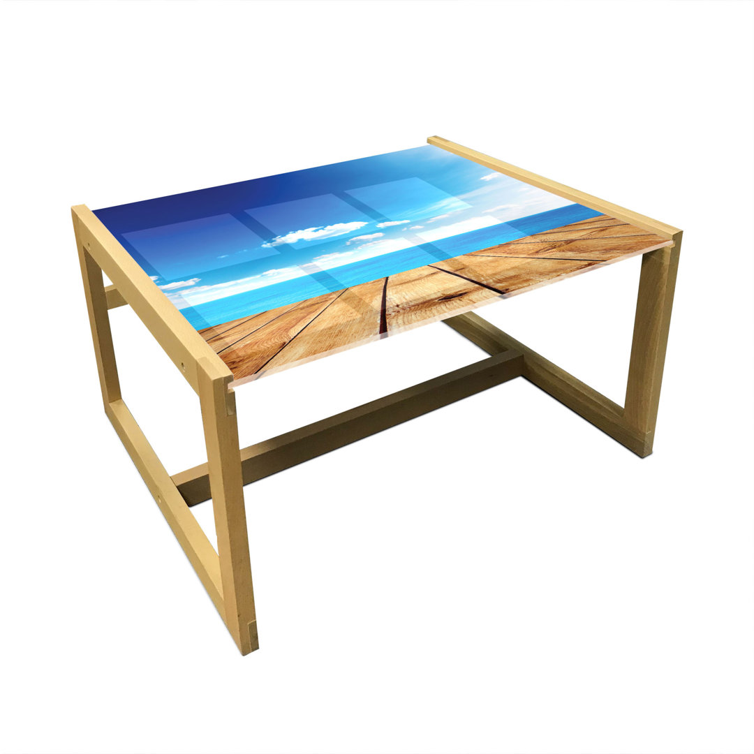 Couchtisch, Seascape bewölkt Strand, Nautisch, Braun Weiß Blau