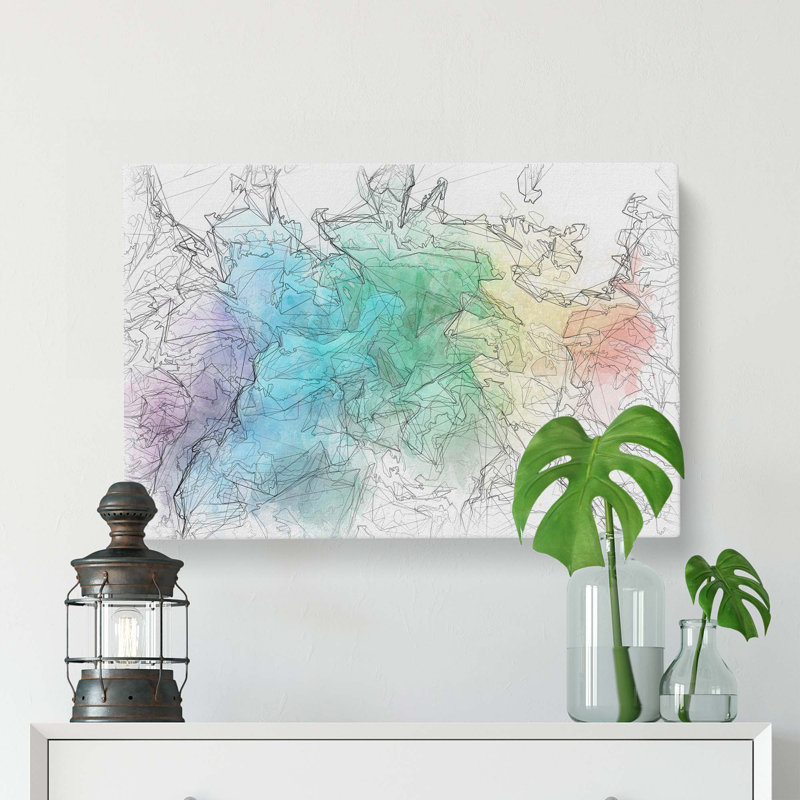 Gentle Rainbow Wonders In Abstract - Wrapped Canvas Painting, 40cm H x 60cm W x 3cm D