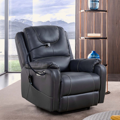 Fauteuil inclinable électrique zéro gravité offrant une position allongée confortable, massage, chauffage, support pour téléphone, poches latérales, ports de chargement USB. Profitez d'une détente extrême.