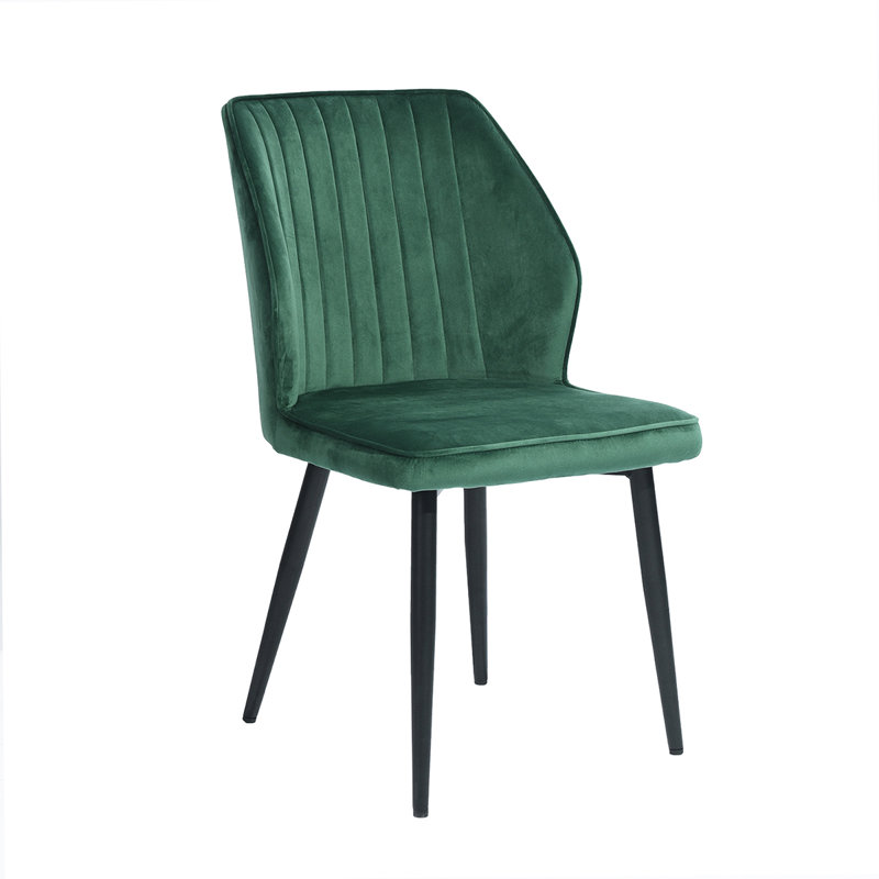Alarcon 46cm H Tufted Cotton Upholstered Wing Back Side Chair, Green