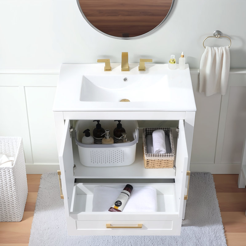 30'' White Modern Free-Standing Single Bathroom Vanity Set