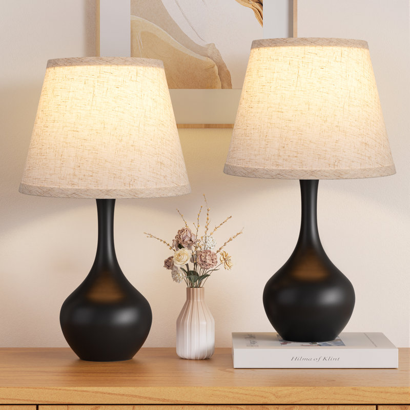 16.2'' 3-Way Dimmable Touch Control Table Lamp Set for Nightstand