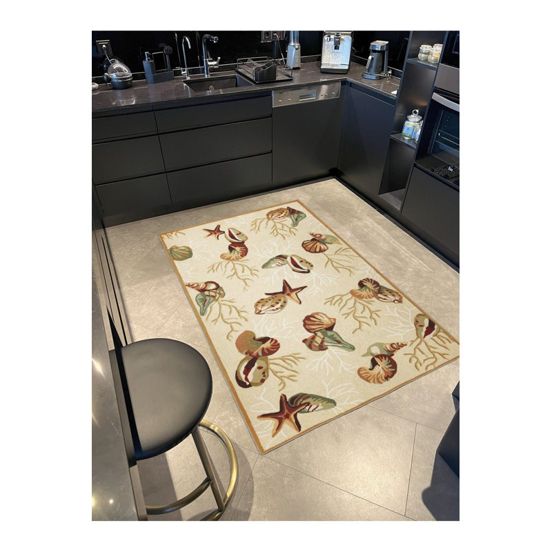 Tapis décoratif tissé lavable à motif étoile de mer, Sous-tapis rectangulaire 5 pi 1 po x 7 pi 7 po inc