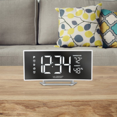 Modern & Contemporary Digital Electric Tabletop Clock with Alarm in White
