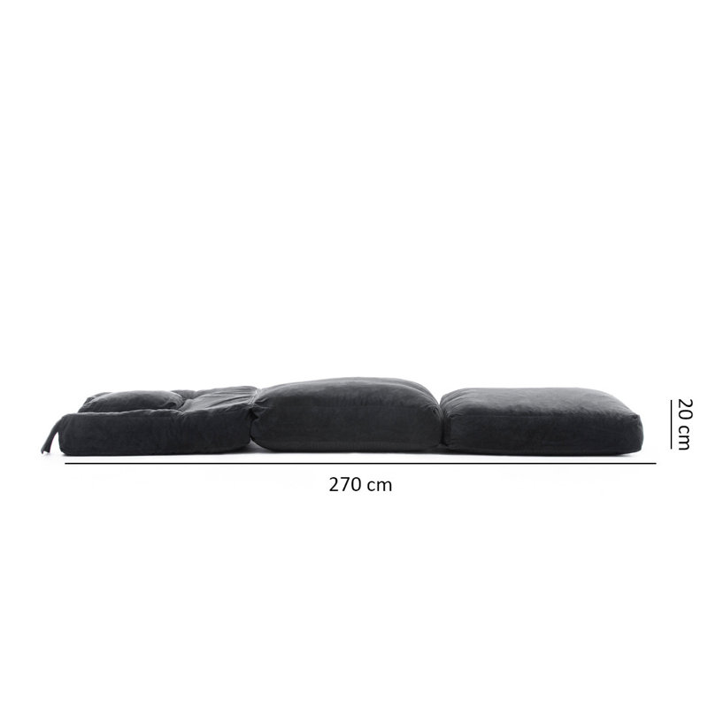 Fauteuil futon large de 35,4 po Elvin, Mélange de polyester noir