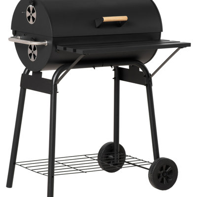 Barbecue portatif au charbon 30 po - Barbecue extérieur en acier avec roues et tablette de rangement noir pour pique-nique