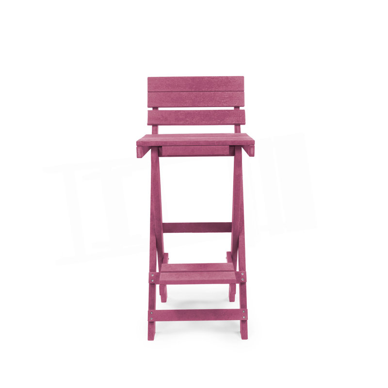 Tabouret de bar extérieur pliable en PEHD recyclé toutes saisons Harbour Point, Bourgogne