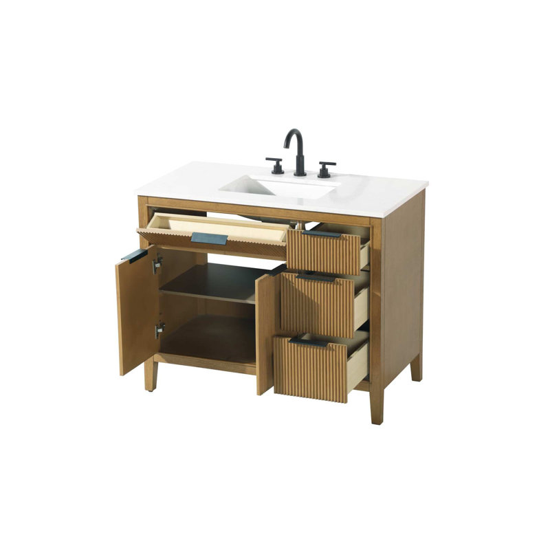Meuble-lavabo simple 42 po en teck miel, Miel et teck, 42"