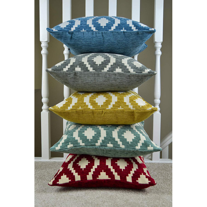Arizona Geometric Square Cushion Cover, 60 x 60 cm, Wedgewood Blue