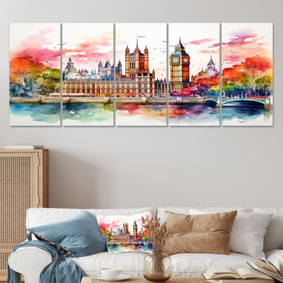 Ensemble de 5 décorations murales Big Ben London Skylines At Sunset II - London