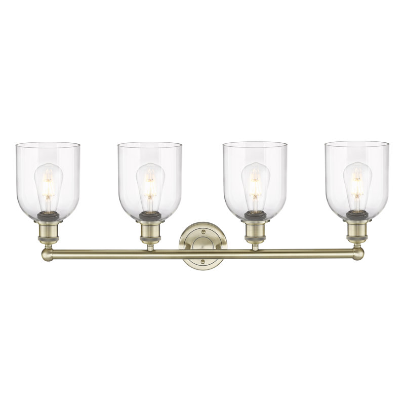 Odaniel 4 - Light Dimmable Vanity Light, Clear, Antique Brass