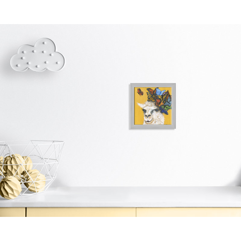 Art sur toile llama, H 14 po x l 14 po x P 0,625 po, Cadre argenté