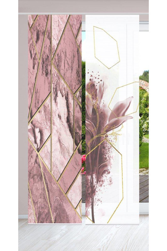 Semi Sheer Sliding Panel Pair, Antique pink and pink