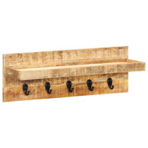 Mango Wooden Wall Hooks with Shelf 11517