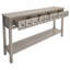 Longue console rustique avec tiroirs de différentes tailles et tablette inférieure pour le rangement-2124072425