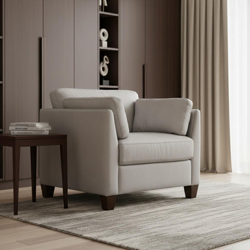  White Genuine Leather Arm Chair