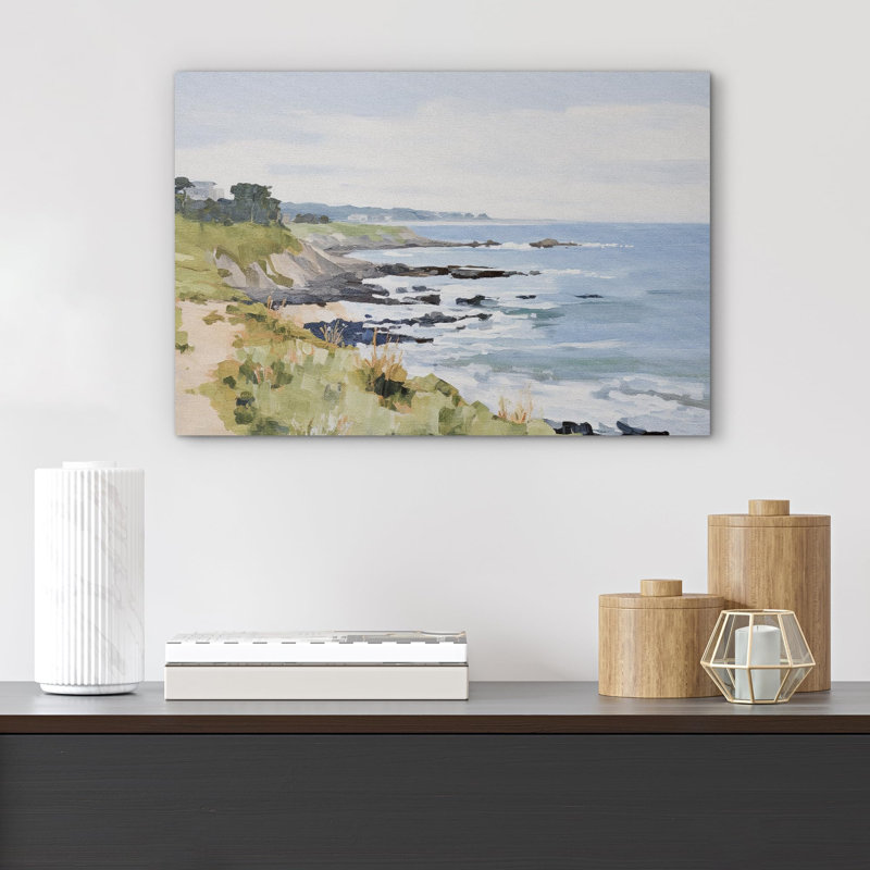 Mer, bord de mer, plage, H 24 po x l 36 po, Toile tendue