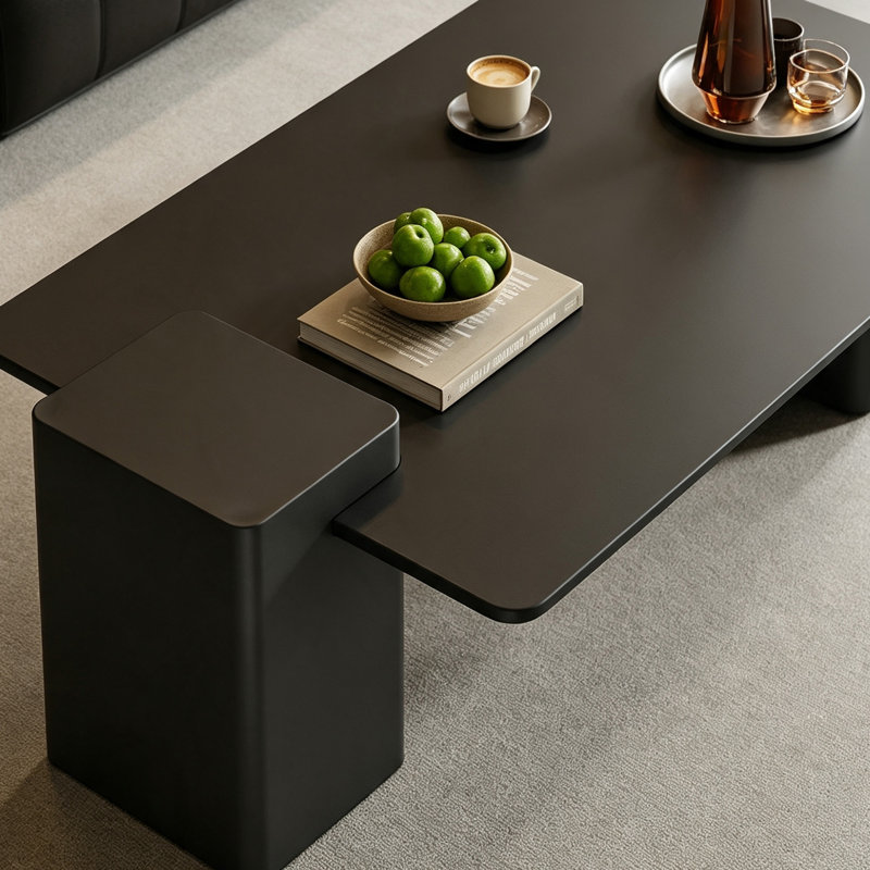 Ensemble de tables basses Minimalisme, H 17,71 po x l 62,99 po x P 27,55 po, Noir, Couleur unie