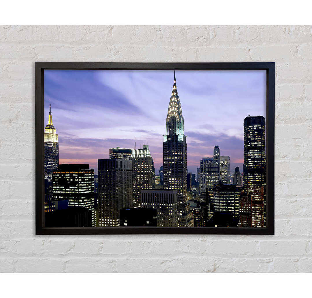 NYC Empire State Building Lilac Sky - Einzelner Bilderrahmen Kunstdrucke auf Leinwand