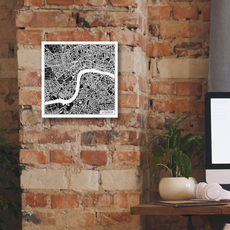 «London Map Black» par Laura Marshall, art mural sur toile