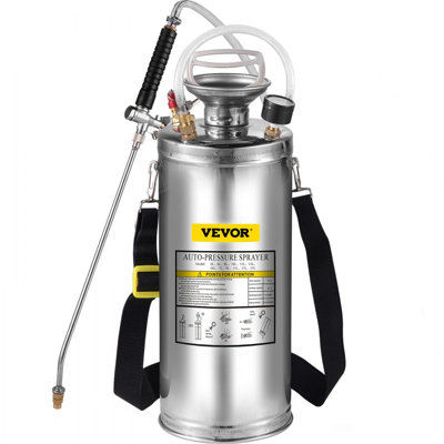 2Gal Stainless Steel Sprayer, Set with 20" Wand& Handle& 3FT Reinforced Hose, Hand Pump Sprayer with Pressure Gauge&Safety Valve, Adjustable Nozzle Suitable for Gardening and Sanitizing