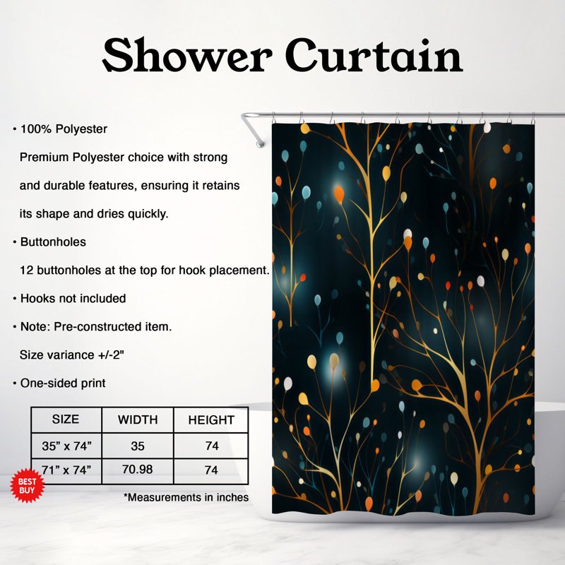 Vasanti Abstract Shower Curtain, 74" H x 71" W