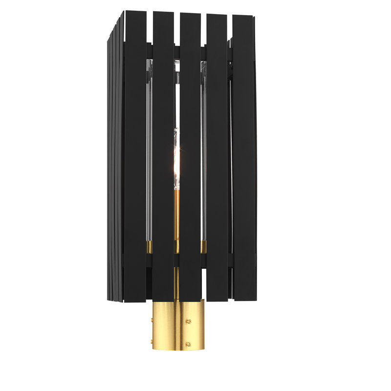 Tête de lanterne câblée à 1 lumière H 19,75 po Sidley, Noir / laiton satiné
