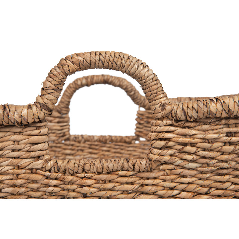 Oval Abaca Moses Striped Storage Basket with Handles