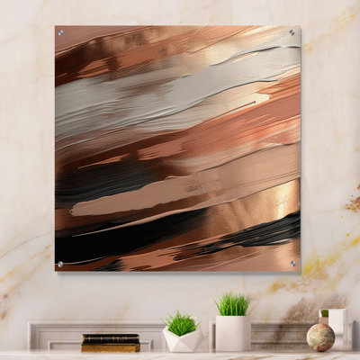 Rosegold And Pink Forms In Contemporary II - Abstract Acrylic Wall Art Modern -  Ivy Bronx, 4F5DB3046FC04B978480288F803DDC78