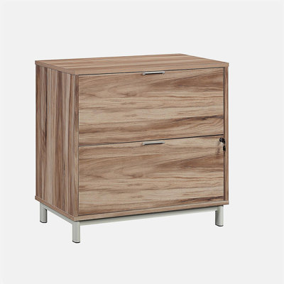 Lateral File with Two Drawers, Acacia finish