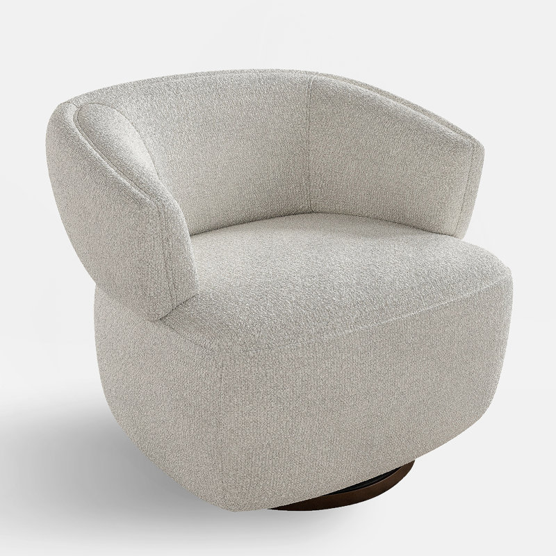 Fauteuil demi-tonneau pivotant, canapé d'appoint entièrement assemblé avec base à 360 degrés, fauteuil de lecture rembourré surdimensionné - beige