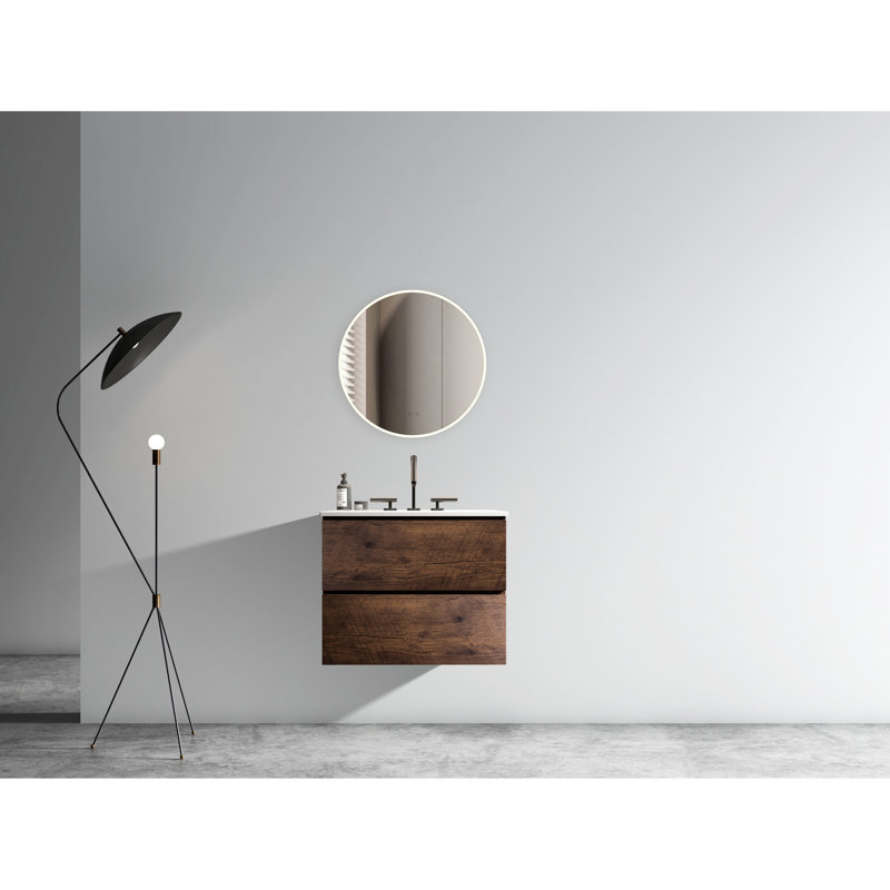 Meuble de salle de bain en chêne naturel avec lavabo en céramique, Chêne, 36"