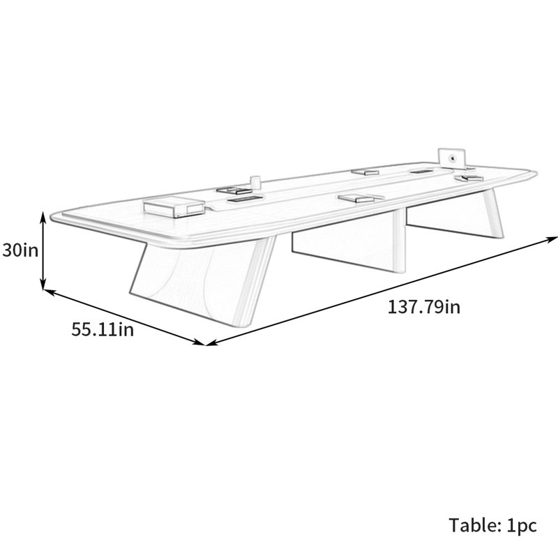 Table de conférence légère et luxueuse, 30" H x 137.79" L x 55.11" W