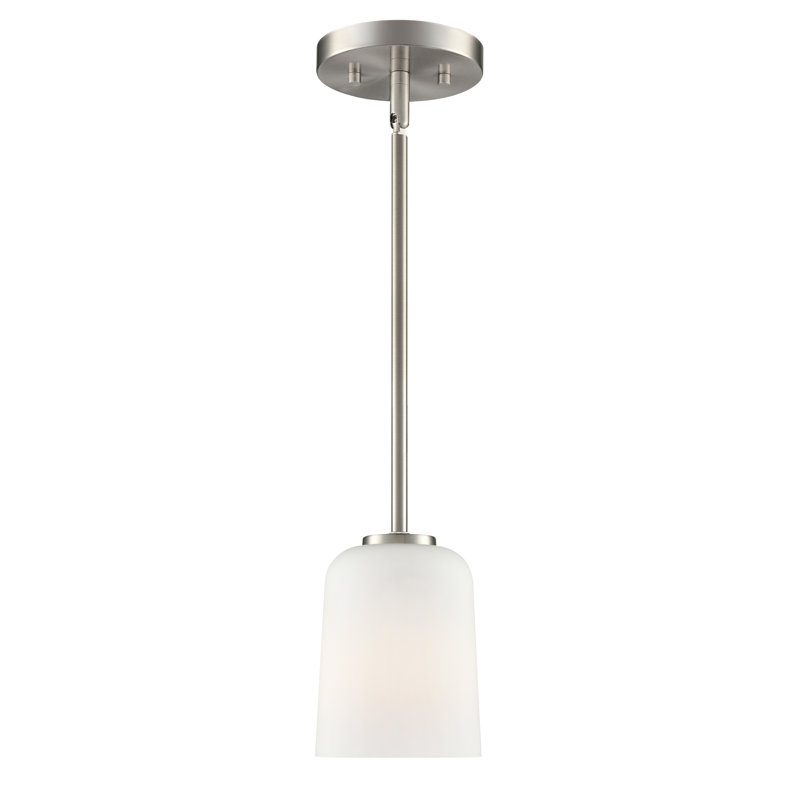 Luminaire suspendu 1 lumière Laphia, H 6,5 po x l 5 po x P 5 po, Nickel brossé