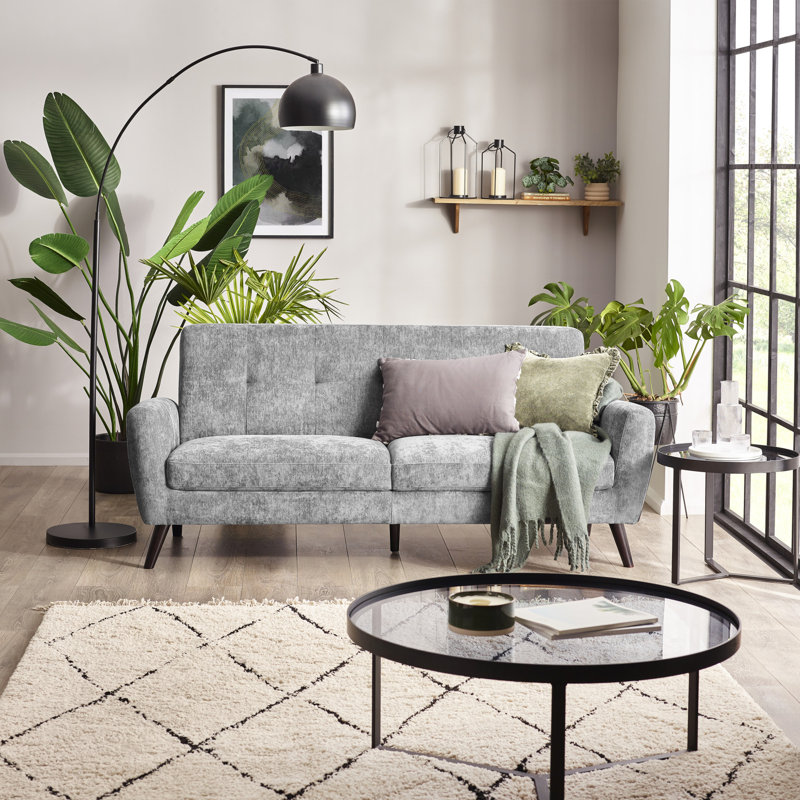 Bostrom 3 Seater Linen Sofa, Grey, Black