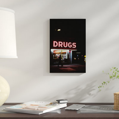 " 1980s Drug Store At Night Pink Neon Sign Drugs "