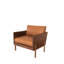Fauteuil 31 po en cuir fleur brun et bois massif