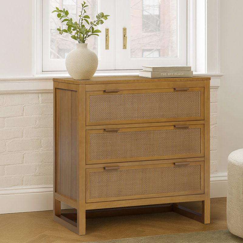 Solid Wood 76cm W 3 - Drawer Chest of Drawers, Brown