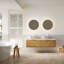 Meuble-lavabo flottant double 60 po avec lavabo vasque et plateau en pierre frittée 60 po, armoire en contreplaqué, garniture dorée, capteur à DEL, tiroir double-199752527