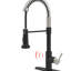 Robinet de cuisine avec capteur de mouvement - Automatique intelligent, sans contact, hygiénique et pratique pour les cuisines en acier inoxydable noir / argent