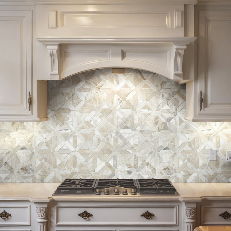 Selene Oro Geometric 12 in. x 12 in. Honed Marble Mosaic Floor and Wall Tile