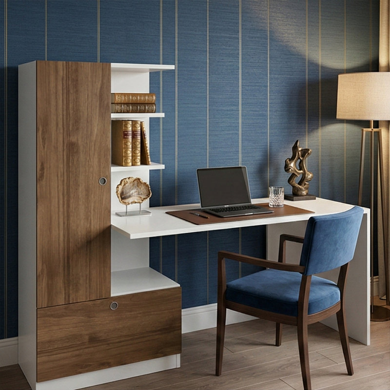 Malaka L-Shaped Computer Desk, Left Hand Return, Dark Brown