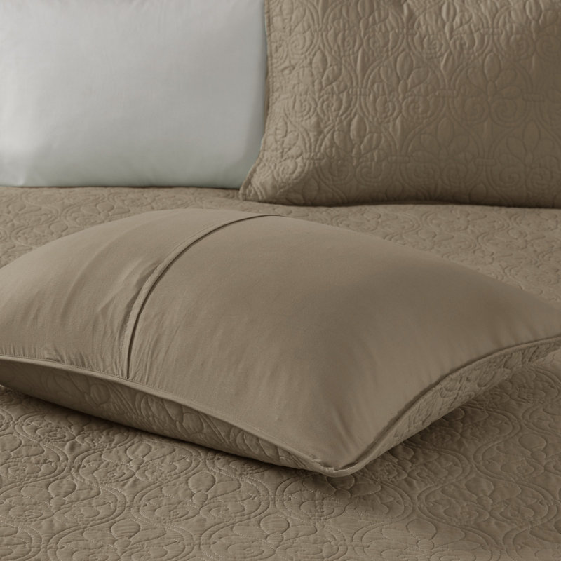 Mocha King Reversible Microfiber Coverlet Set