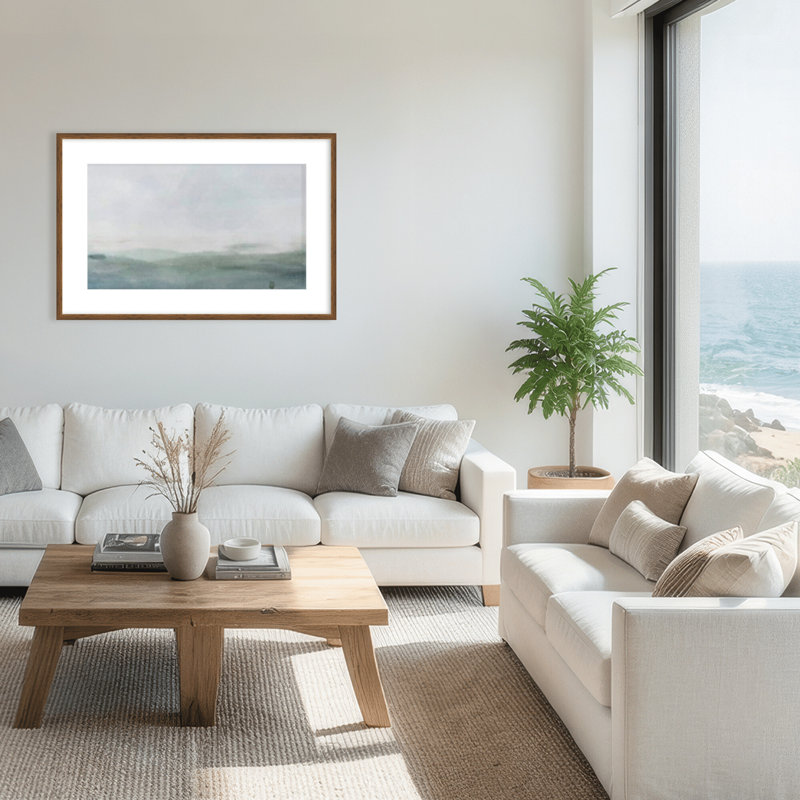 Coastal Retreat Cerulean Serenity, 16" H x 24" W x 1.125" D, Framed Matted Print, Brown