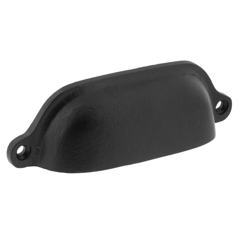 Black Iron 4.5" Rustic Modern Cabinet Cup Pull
